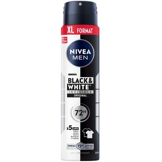 Nivea Men XL Invisible Black & White Original 72h Anti-Perspirant Deodorant Spray 250ml