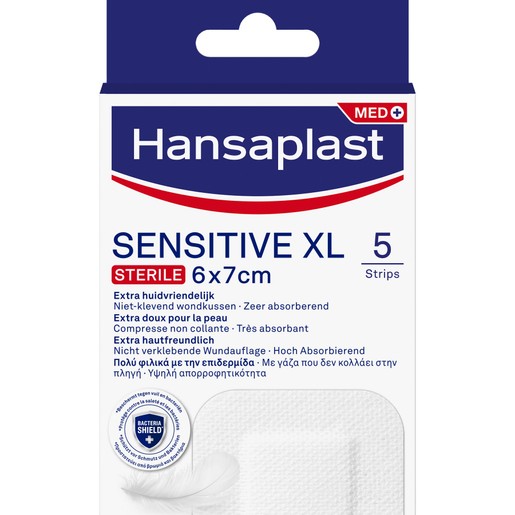 Hansaplast Sensitive XL Sterile 6x7cm 5 Τεμάχια