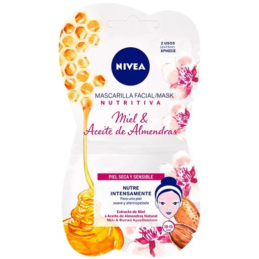 Nivea Nourishing Honey & Almond Oil Face Mask 2x7,5ml 1 Τεμάχιο