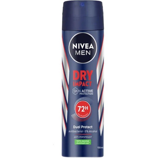 Nivea Men Dry Impact 72h Dual Protect Anti-Perspirant Body Spray 150ml Nivea Men Dry Impact 72h Dual Protect Anti-Perspirant Body Spray 150ml