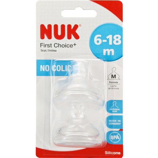 Nuk First Choice Plus No Colic Medium Teat 6-18m, 2 Τεμάχια Κωδ 10721265