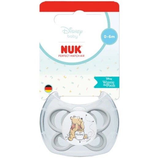 Nuk Perfect Match Air Silicone Soother 0-6m, 1 Τεμάχιο Disney Winnie Γκρι