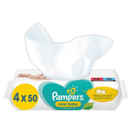Pampers New Baby Wipes Sensitive 4x50 Τεμάχια Pampers New Baby Wipes Sensitive 4x50 Τεμάχια