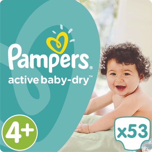 Pampers Active Baby Dry Jumbo Pack No4+ (9-16kg) 53 πάνες Pampers Active Baby Dry Jumbo Pack No4+ (9-16kg) 53 πάνες