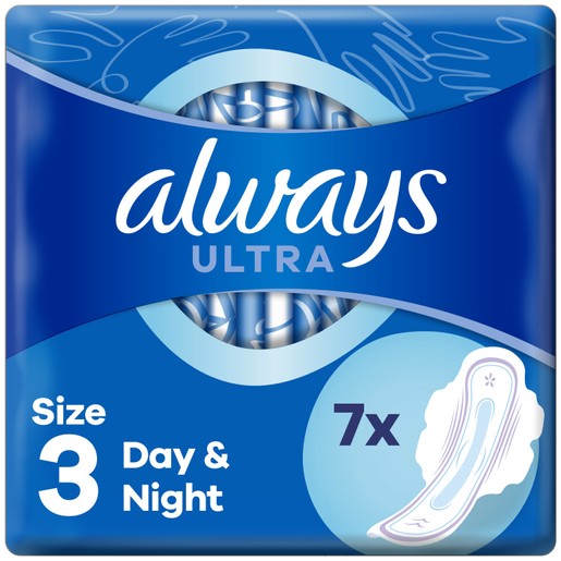 Always Ultra Day & Night Size 3 Σερβιέτες Υψηλής Απορροφητικότητας με Φτερά 7 Τεμάχια Always Ultra Day & Night Size 3 Σερβιέτες Υψηλής Απορροφητικότητας με Φτερά 7 Τεμάχια