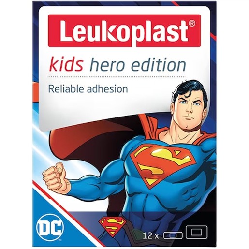 Leukoplast Kids Hero Edition Superman Strips 2 Μεγέθη, 12 Τεμάχια