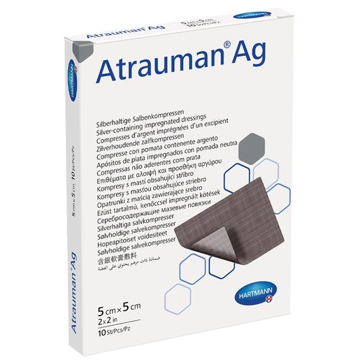 Hartmann Atrauman Ag Wound Pads with Ointment & Silver 10 Τεμάχια - 5x5cm