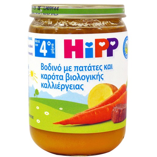 Hipp Γεύμα Βοδινό με Πατάτες & Καρότα Βιολογικής Καλλιέργειας από τον 4ο Μήνα 190gr