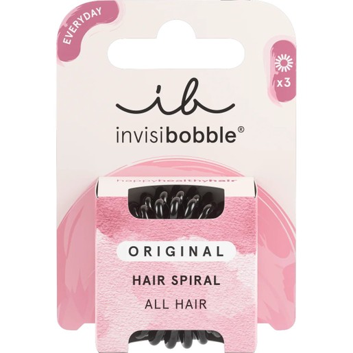 Invisibobble Original Hair Spiral 3 Τεμάχια - True Black