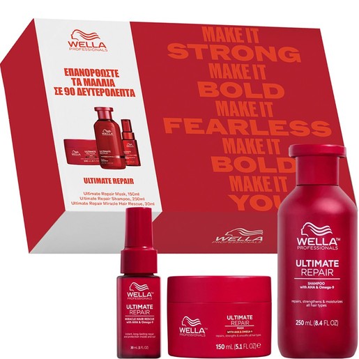 Wella Professionals Promo Ultimate Repair Miracle Hair Rescue Serum Step 3, 30ml & Hair Mask 150ml & Shampoo 250ml 