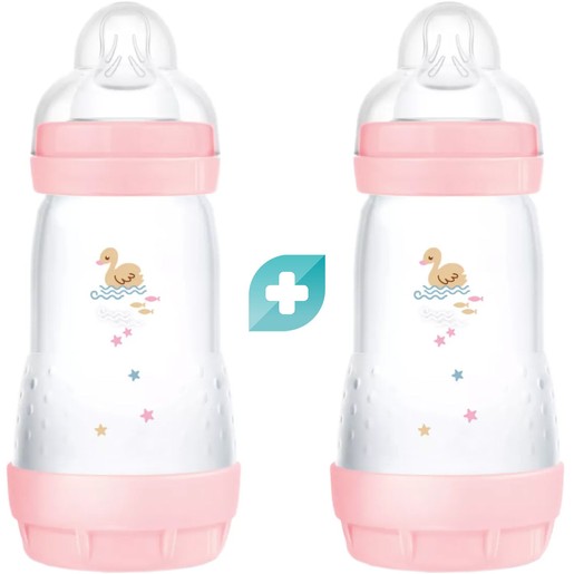 Mam Promo Easy Start Anti-Colic Plastic Bootle 2m+, 2x260ml, Κωδ 355SGc - Ροζ 2