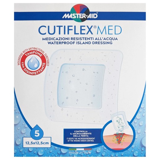 Master Aid Cutiflex Med Waterpfroof Island Dressing 5 Τεμάχια - 12,5x12.5cm