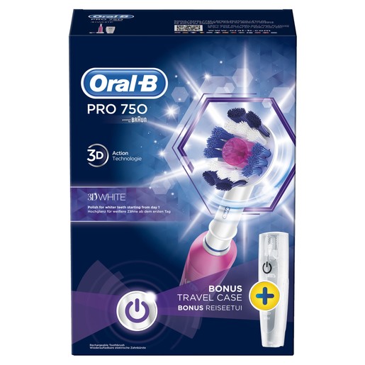 Oral-B Pro 750 3D White Special Edition Ηλεκτρική Οδοντόβουρτσα σε Ροζ Χρώμα Oral-B Pro 750 3D White Special Edition Ηλεκτρική Οδοντόβουρτσα σε Ροζ Χρώμα