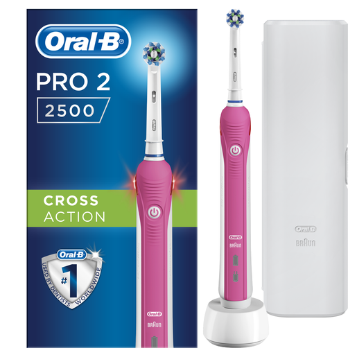Oral-B PRO 2 2500 Cross Action Pink Επαναφορτιζόμενη Ηλεκτρική Οδοντόβουρτσα με Αισθητήρα Πίεσης Ούλων & Θήκη Ταξιδίου Oral-B PRO 2 2500 Cross Action Pink Επαναφορτιζόμενη Ηλεκτρική Οδοντόβουρτσα με Αισθητήρα Πίεσης Ούλων & Θήκη Ταξιδίου