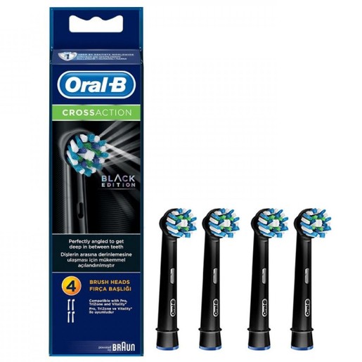 Oral-B Cross Action Black Ανταλλακτικές Κεφαλές Ηλεκτρικής Οδοντόβουρτσας 4 Τεμάχια Oral-B Cross Action Black Ανταλλακτικές Κεφαλές Ηλεκτρικής Οδοντόβουρτσας 4 Τεμάχια