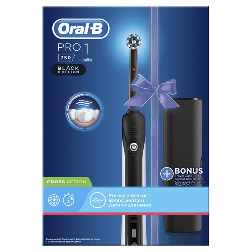 Oral B Pro 750 3D CrossAction Black Edition Ηλεκτρική Οδοντόβουρτσα & Δώρο Θήκη Ταξιδιού 1τμχ Oral B Pro 750 3D CrossAction Black Edition Ηλεκτρική Οδοντόβουρτσα & Δώρο Θήκη Ταξιδιού 1τμχ