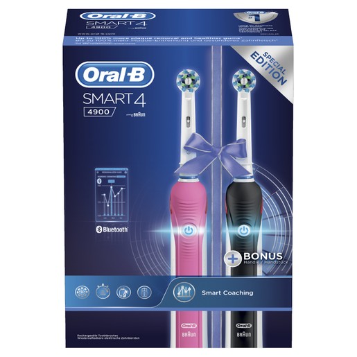 Oral-B Smart 4 4900 Special Edition Pink & Black Ηλεκτρική Οδοντόβουρτσα για πιο Υγιή Ούλα με την Έξυπνη Καθοδήγηση 2 Τεμάχια Oral-B Smart 4 4900 Special Edition Pink & Black Ηλεκτρική Οδοντόβουρτσα για πιο Υγιή Ούλα με την Έξυπνη Καθοδήγηση 2 Τεμάχια
