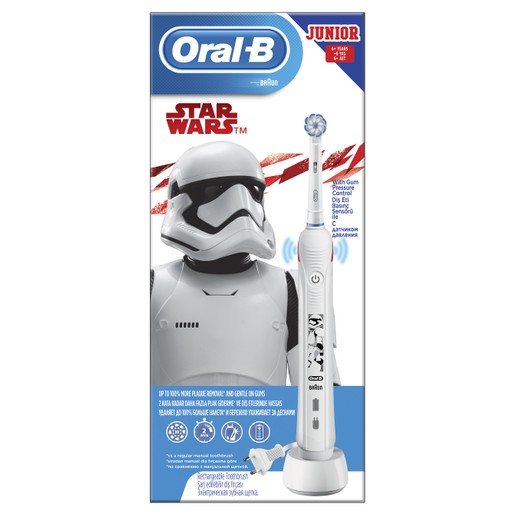 Oral-B Junior Star Wars Επαναφορτιζόμενη Ηλεκτρική Οδοντόβουρτσα με Αισθητήρα Πίεσης για Παιδιά από 6 Χρονών 1 Τεμάχιο Oral-B Junior Star Wars Επαναφορτιζόμενη Ηλεκτρική Οδοντόβουρτσα με Αισθητήρα Πίεσης για Παιδιά από 6 Χρονών 1 Τεμάχιο