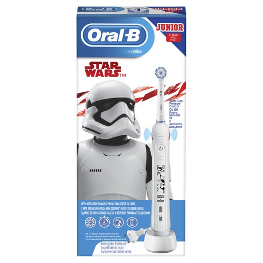 Oral-B Junior Star Wars Επαναφορτιζόμενη Ηλεκτρική Οδοντόβουρτσα με Αισθητήρα Πίεσης για Παιδιά από 6 Χρονών 1 Τεμάχιο Oral-B Junior Star Wars Επαναφορτιζόμενη Ηλεκτρική Οδοντόβουρτσα με Αισθητήρα Πίεσης για Παιδιά από 6 Χρονών 1 Τεμάχιο