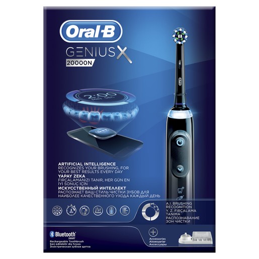 Oral-B Genius X 20000 N Black Επαναφορτιζόμενη Ηλεκτρική Οδοντόβουρτσα, Λειτουργία Αναγνώρισης Βουρτσίσματος & Σύνδεση Bluetooth Oral-B Genius X 20000 N Black Επαναφορτιζόμενη Ηλεκτρική Οδοντόβουρτσα, Λειτουργία Αναγνώρισης Βουρτσίσματος & Σύνδεση Bluetooth