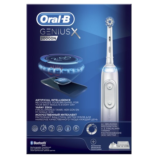 Oral-B Genius X 20000 N White Επαναφορτιζόμενη Ηλεκτρική Οδοντόβουρτσα, Λειτουργία Αναγνώρισης Βουρτσίσματος & Σύνδεση Bluetooth Oral-B Genius X 20000 N White Επαναφορτιζόμενη Ηλεκτρική Οδοντόβουρτσα, Λειτουργία Αναγνώρισης Βουρτσίσματος & Σύνδεση Bluetooth