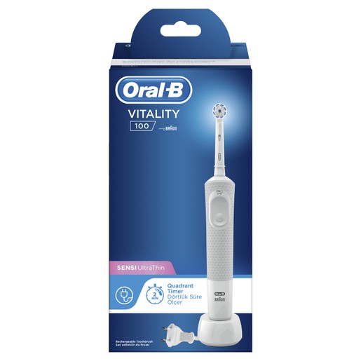 Oral-B Vitality 100 Sensi Ultra Thin Box Ηλεκτρική Οδοντόβουρτσα για Ευαίσθητα Δόντια & Ούλα με Ενσωματωμένο Χρονόμετρο 2 Λεπτών Oral-B Vitality 100 Sensi Ultra Thin Box Ηλεκτρική Οδοντόβουρτσα για Ευαίσθητα Δόντια & Ούλα με Ενσωματωμένο Χρονόμετρο 2 Λεπτών
