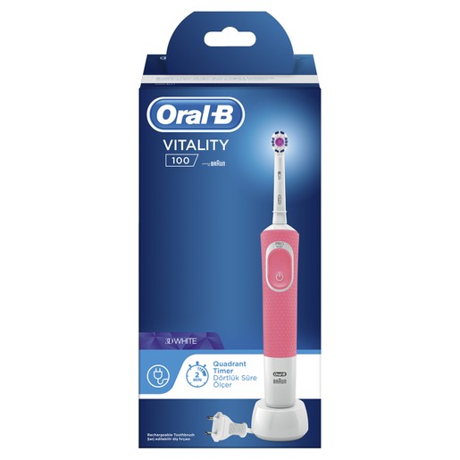 Oral-B Vitality 100 3D White Ηλεκτρική Οδοντόβουρτσα σε Ροζ Χρώμα 1 τεμάχιο Oral-B Vitality 100 3D White Ηλεκτρική Οδοντόβουρτσα σε Ροζ Χρώμα 1 τεμάχιο