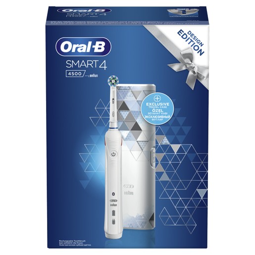 Oral-B Smart 4 4500 Design Edition White Ηλεκτρική Οδοντόβουρτσα,Ολοκληρωμένος Καθαρισμός,Σύνδεση Bluetooth & Δώρο Θήκη Ταξιδίου Oral-B Smart 4 4500 Design Edition White Ηλεκτρική Οδοντόβουρτσα,Ολοκληρωμένος Καθαρισμός,Σύνδεση Bluetooth & Δώρο Θήκη Ταξιδίου