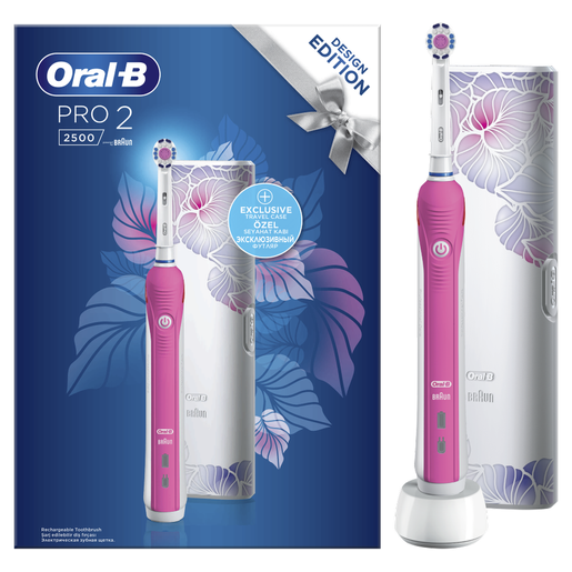 Oral-B Pro 2 2500 Design Edition Pink Ηλεκτρική Οδοντόβουρτσα για Βαθύ Καθαρισμό & Αισθητήρα Πίεσης Ούλων & Δώρο Θήκη Ταξιδίου Oral-B Pro 2 2500 Design Edition Pink Ηλεκτρική Οδοντόβουρτσα για Βαθύ Καθαρισμό & Αισθητήρα Πίεσης Ούλων & Δώρο Θήκη Ταξιδίου
