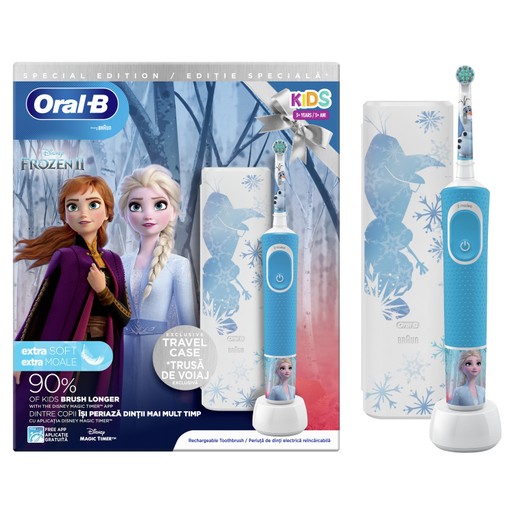 Oral-B Kids Frozen 3+ Years Extra Soft, Παιδική Ηλεκτρική Οδοντόβουρτσα για πολύ Απαλό Καθαρισμό & Δώρο Exclusive Travel Case Oral-B Kids Frozen 3+ Years Extra Soft, Παιδική Ηλεκτρική Οδοντόβουρτσα για πολύ Απαλό Καθαρισμό & Δώρο Exclusive Travel Case
