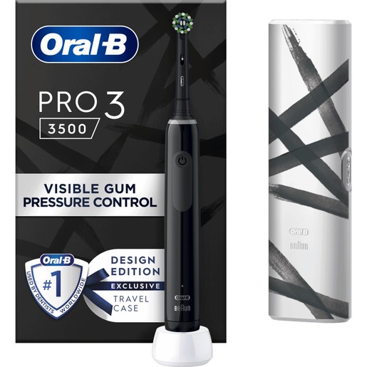 Oral-B PRO 3 3500 Black Edition 360° Gum Pressure Control Electric Toothbrush 1 Τεμάχιο & Δώρο Θήκη Ταξιδίου 1 Τεμάχιο Oral-B PRO 3 3500 Black Edition 360° Gum Pressure Control Electric Toothbrush 1 Τεμάχιο & Δώρο Θήκη Ταξιδίου 1 Τεμάχιο