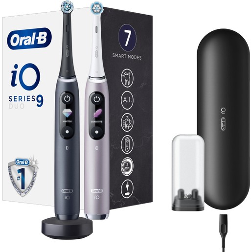 Oral-B iO Series 9 Duo Electric Toothbrush Black Onyx 1 Τεμάχιο & Rose 1 Τεμάχιο