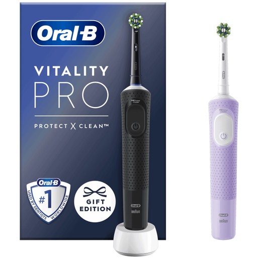 Oral-B Vitality Pro Duo Protect X Clean Electric Toothbrush Black 1 Τεμάχιο & Δώρο Lilac Mist 1 Τεμάχιο Oral-B Vitality Pro Duo Protect X Clean Electric Toothbrush Black 1 Τεμάχιο & Δώρο Lilac Mist 1 Τεμάχιο
