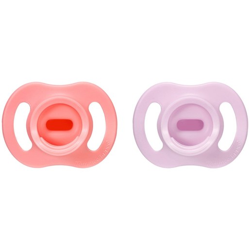Tommee Tippee Ultrta Light Stay Put Orthodontic Silicone Soother 0-6m+, 2 Τεμάχια - Ρόζ / Λιλά