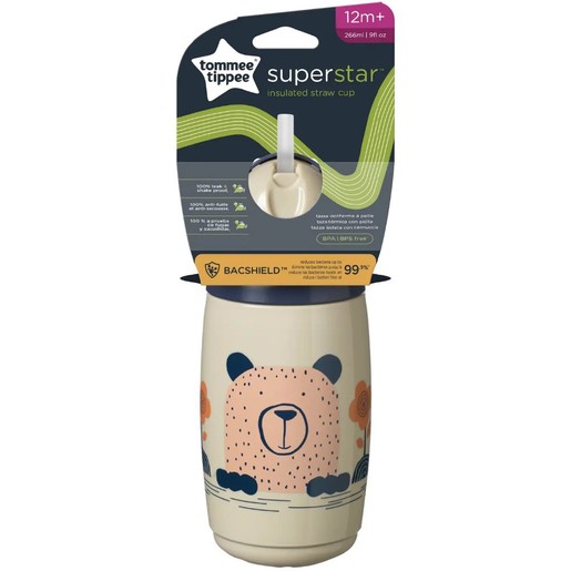Tomme Tippe SuperStar Bacshield Insulated Straw Cup 12m+, 266ml
