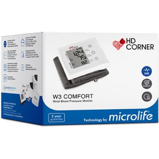 Microlife Hd Corner W3 Comfort Wrist Blood Presure Monitor 1 Τεμάχιο