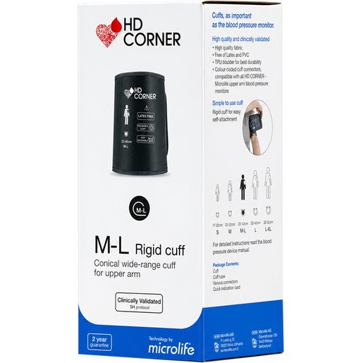 Microlife Hd Corner Rigid Conical Wide Range Soft Cuff for Uper Arm M-L, 22-42 cm 1 Τεμάχιο