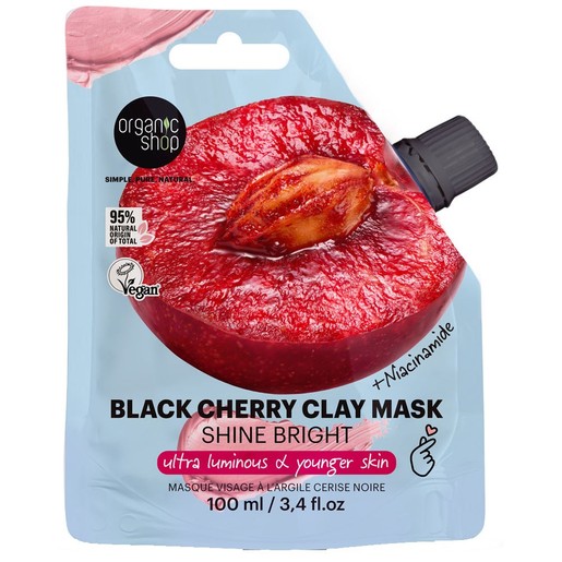 Organic Shop Shine Bright Black Cherry with Niacinamide Clay Mask 100ml