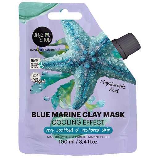 Organic Shop Cooling Effect Blue Marine with Hyaluronic Acid Clay Mask 100ml