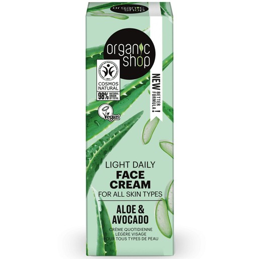 Organic Shop Light Daily Face Cream Aloe & Avocado Organic Shop Light Daily Face Cream Aloe & Avocado