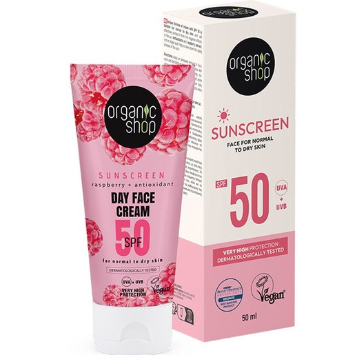 Organic Shop Sunscreen for Normal to Dry Skin Spf50, 50ml