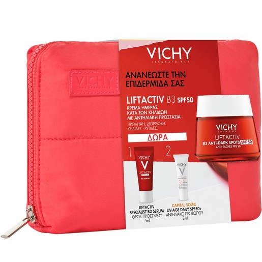 Vichy Promo Liftactiv B3 Anti-Dark Spots Day Cream Spf50, 50ml & Δώρο B3 Face Serum 5ml & Capital Soleil UV- Age Daily Spf50+, 3ml & Νεσεσέρ 1 Τεμάχιο