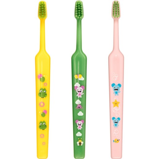 Tepe Good Mini Extra Soft Toothbrush Bolibompa 0-3 Years 3 Τεμάχια - Ροζ / Πράσινο / Κίτρινο