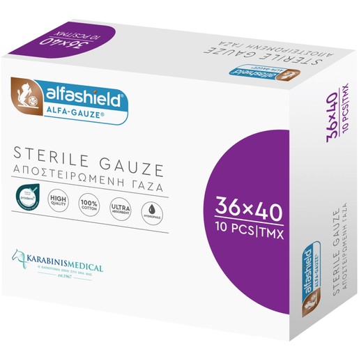 AlfaShield Alfa Gauze Sterile 36x40cm 10 Τεμάχια