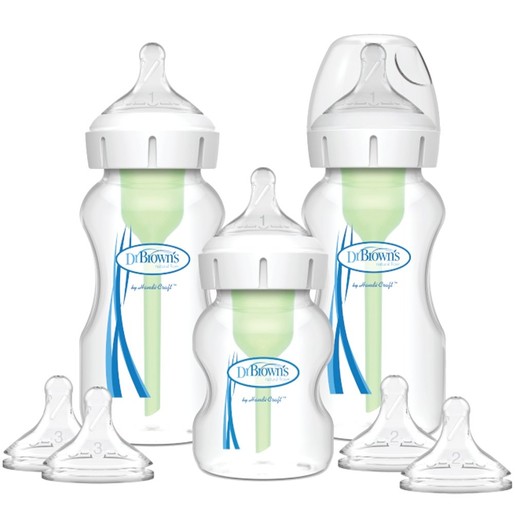 Dr. Brown’s Promo Options+ Anti-colic Plastic Bottle Wide Neck 0m+ (2x270ml) & (1x150ml) & Natural Flow Level 1 Silicone Teat 3 Τεμάχια & Level 2 - Level 3 (2x2Τεμάχια)  