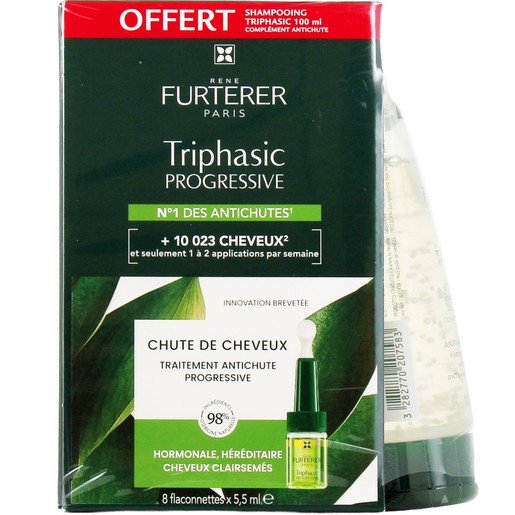 Rene Furterer Promo Triphasic Progressive Anti-Hair Loss Treatment 8x5.5ml & Δώρο Triphasic Anti-Hair Loss Shampoo 100ml