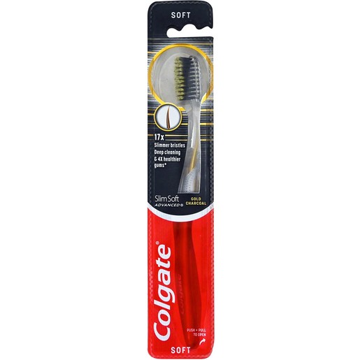 Colgate Slim Soft Advanced Gold Charcoal Toothbrush 1 Τεμάχιο - Γκρι