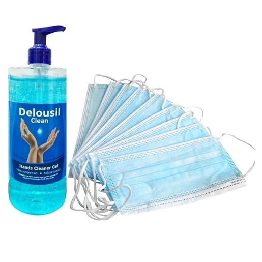 Delousil Πακέτο Αντισηπτικής Προσφοράς Hands Cleaner Gel 1 Lt & Χειρουργικές Μάσκες Προσώπου 3ply 50 Τεμάχια Delousil Πακέτο Αντισηπτικής Προσφοράς Hands Cleaner Gel 1 Lt & Χειρουργικές Μάσκες Προσώπου 3ply 50 Τεμάχια