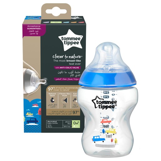 Tommee Tippee Closer to Nature Baby Bottle 0m+ Κωδ 42250185, 260ml - Μπλε