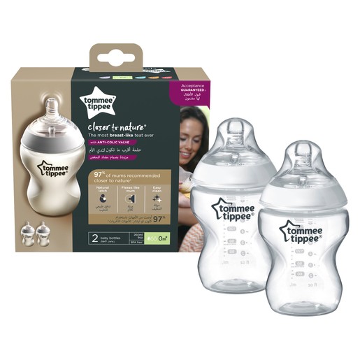 Tommee Tippee Closer to Nature Baby Bottle 0m+ Κωδ 42252085, 2x260ml